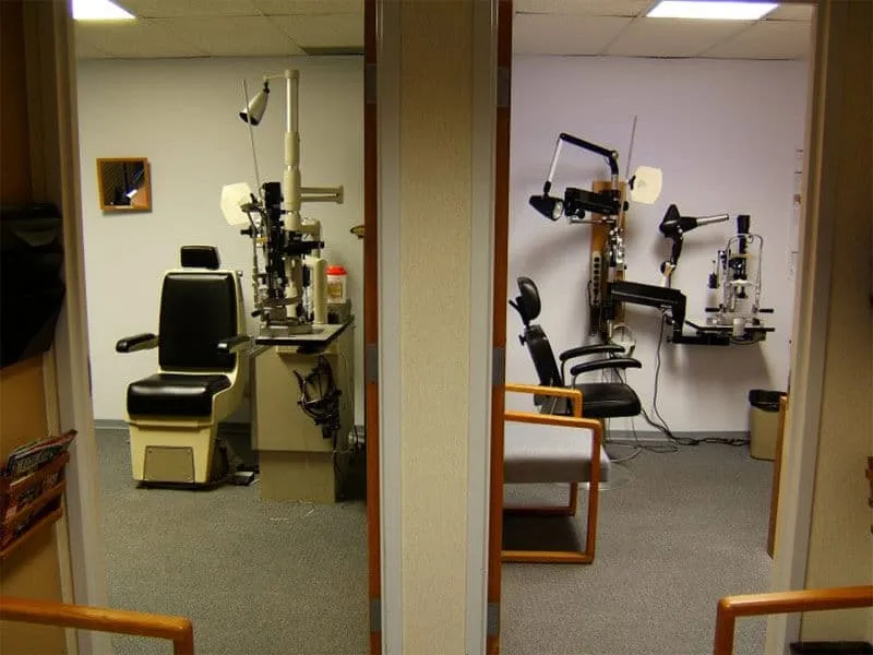 Clinical exam room comparison — standard lighting versus NaturaLux full-spectrum filtered lighting